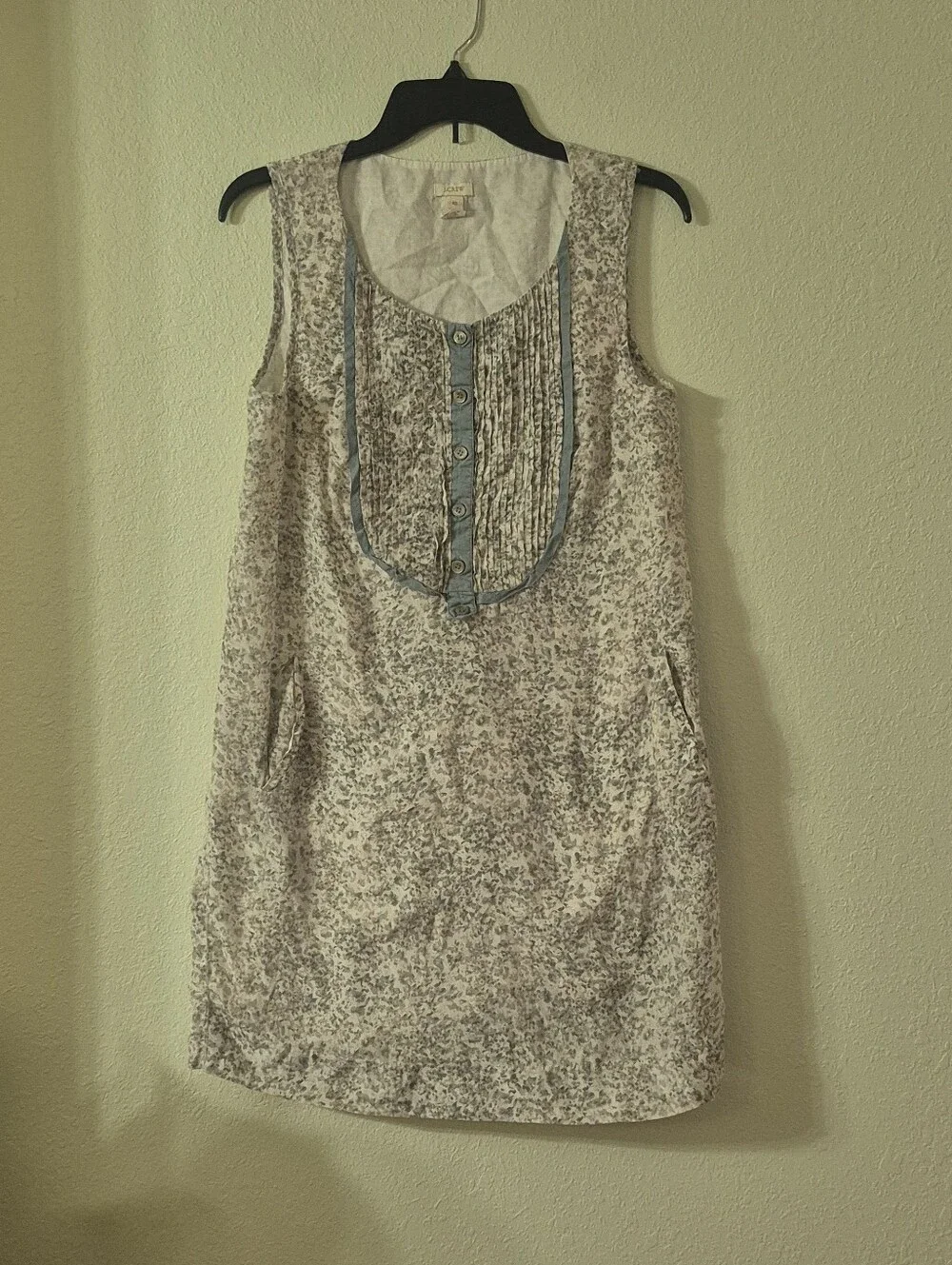 J. Crew Lavender Floral Sleeveless Shift with Pintuck Bib